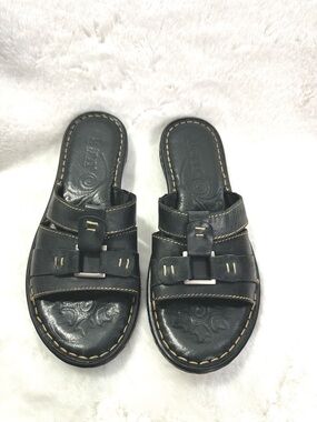 Born Black Leather Slide Sandals - Classic Women's Comfort Sz 9
